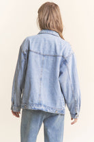 Stellar Sparkle: Rhinestone Fringe Studded Denim Jacket - Bella Blossom Boutique