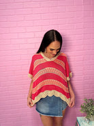 Sun - Drenched Striped Knit Hoodie – Vibrant Boho Boutique Top - Bella Blossom Boutique