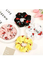 Sun - Kissed Cherry Print Scrunchie – Vibrant Yellow Retro Hair Tie - Bella Blossom Boutique