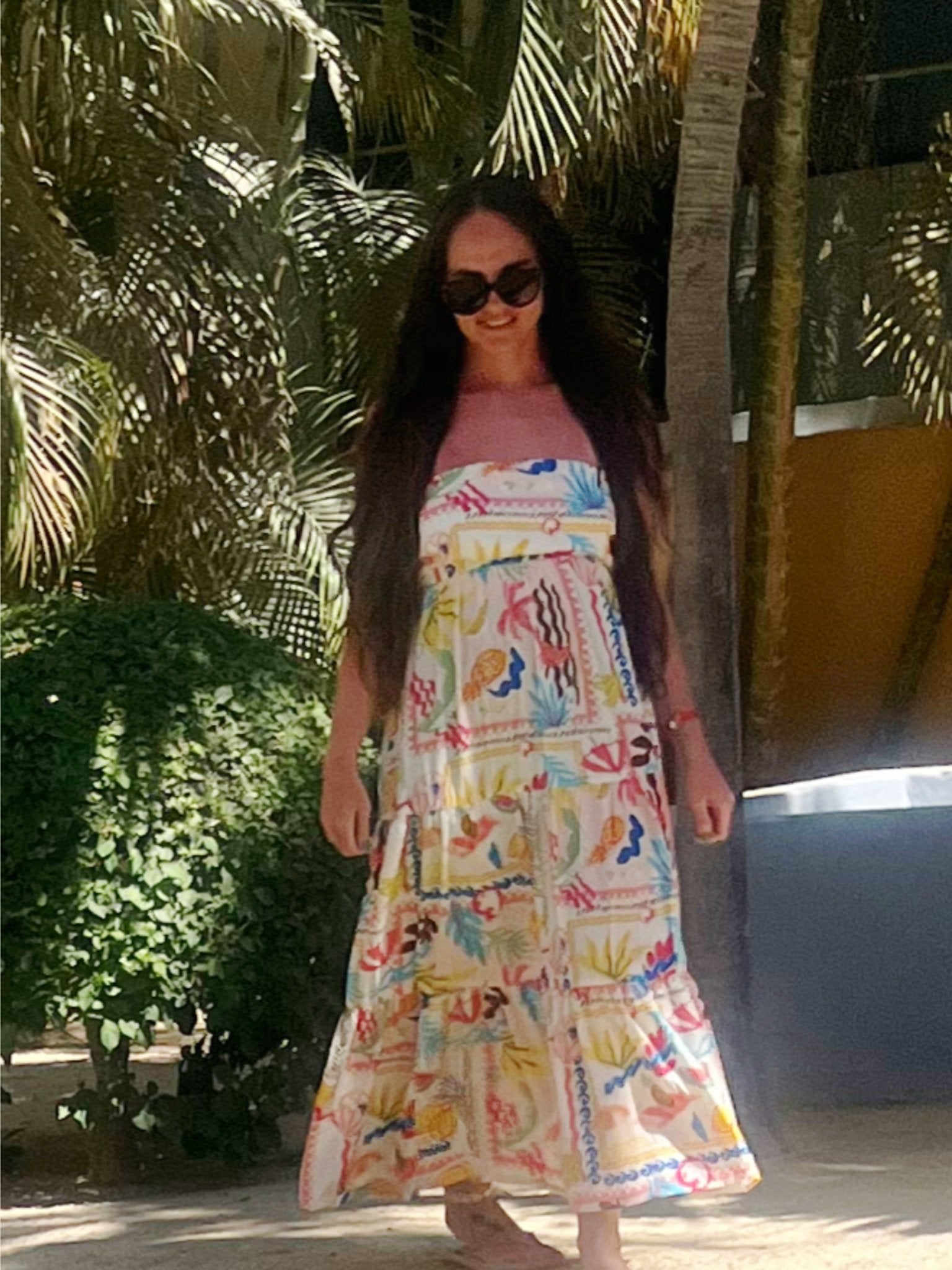 Sunkissed Tropical Fruit Strapless Maxi Dress - Bella Blossom Boutique