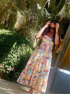 Sunkissed Tropical Fruit Strapless Maxi Dress - Bella Blossom Boutique