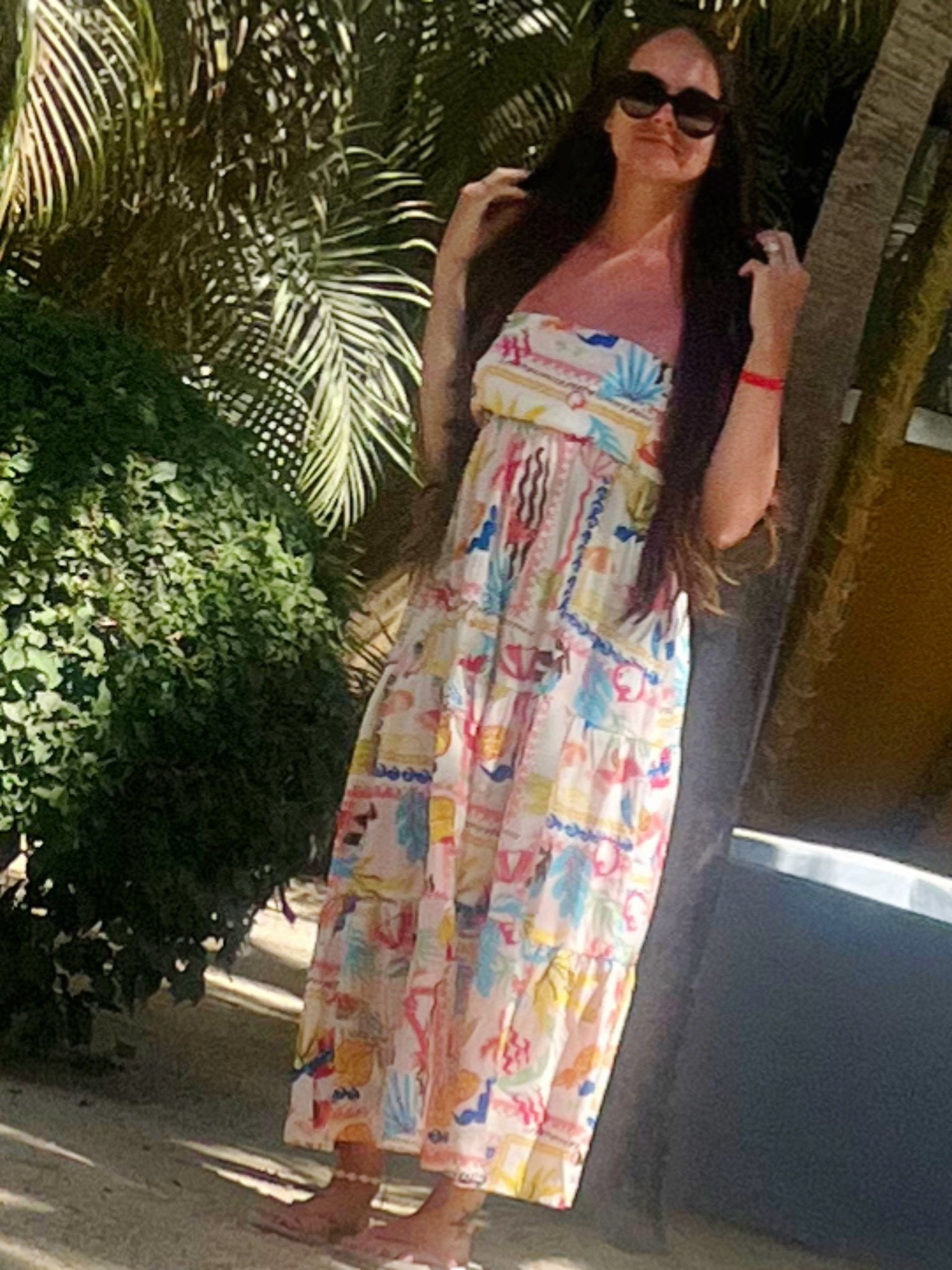 Sunkissed Tropical Fruit Strapless Maxi Dress - Bella Blossom Boutique