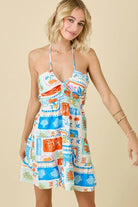 Sunset Glow Tiered Halter Mini Dress | Summer Vacation Sundress - Bella Blossom Boutique