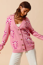 Sweetheart Pink Candy Cane Holiday Knit Cardigan - Bella Blossom Boutique