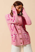 Sweetheart Pink Candy Cane Holiday Knit Cardigan - Bella Blossom Boutique