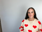Sweetheart Stitched Heart Oversized Knit Sweater - Bella Blossom Boutique