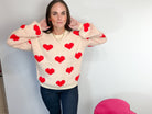 Sweetheart Stitched Heart Oversized Knit Sweater - Bella Blossom Boutique