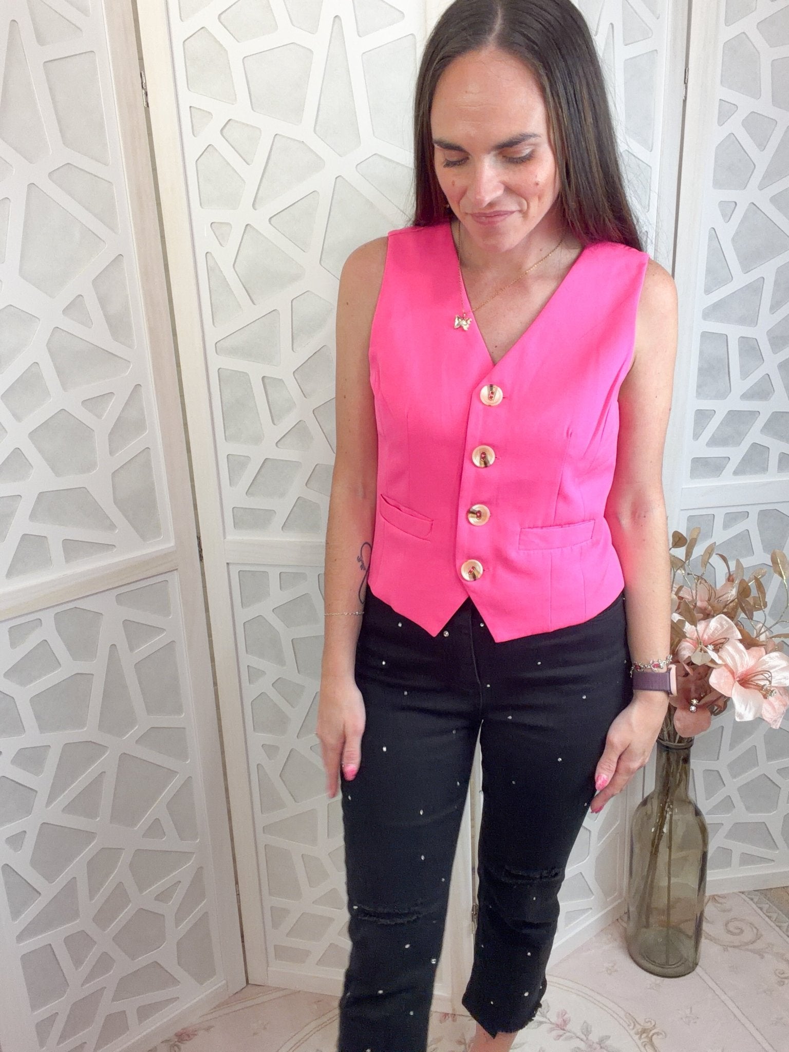 Tailored Button - Down Vest: The Ultimate Versatile Layering Piece - Bella Blossom Boutique