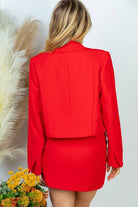 The Empowered Professional: Solid Two - Piece Blazer & Mini Skirt Set - Bella Blossom Boutique
