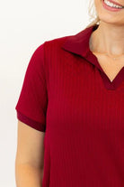 The Luxe Ribbed V - Neck Polo: Effortless Relaxed Fit - Bella Blossom Boutique