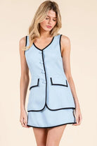 The Tiffany Dress – Retro Sleeveless Shift with Contrast Trim - Bella Blossom Boutique
