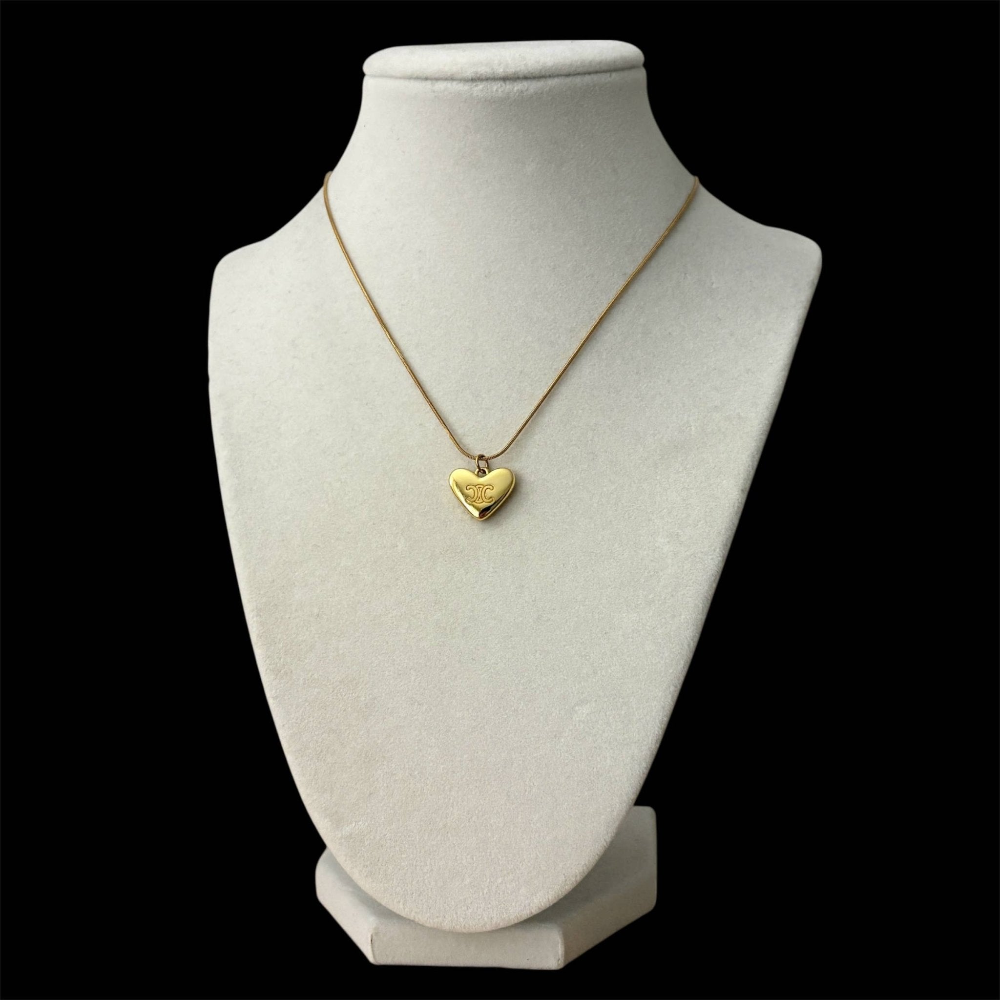 The Vintage Designer Heart | Repurposed Luxury Pendant Necklace - Bella Blossom Boutique