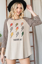 Thunder Jolt Leopard Print Raglan Graphic Top - Bella Blossom Boutique