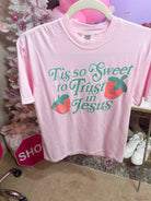 'Tis So Sweet To Trust In Jesus Strawberry Faith Tee - Bella Blossom Boutique