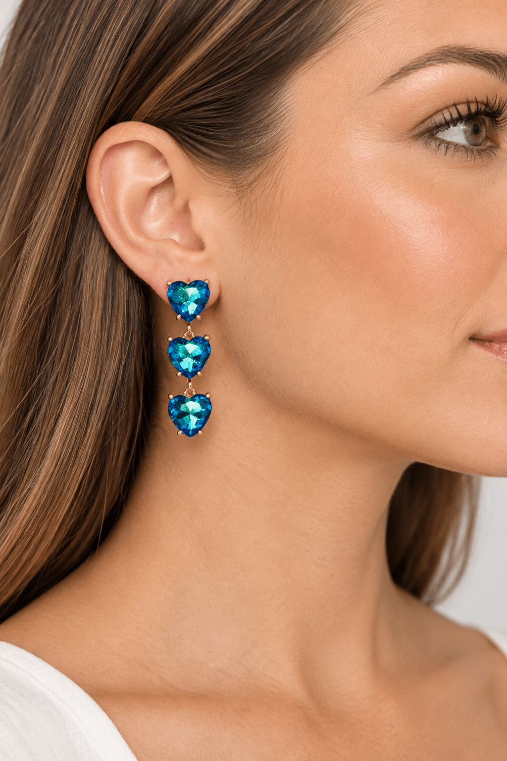 Triple Heart Rhinestone Earrings - Bella Blossom Boutique