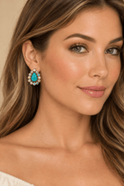 Turquoise Western Stone Teardrop Stud Earrings - Bella Blossom Boutique