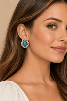 Turquoise Western Stone Teardrop Stud Earrings - Bella Blossom Boutique