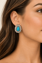 Turquoise Western Stone Teardrop Stud Earrings - Bella Blossom Boutique
