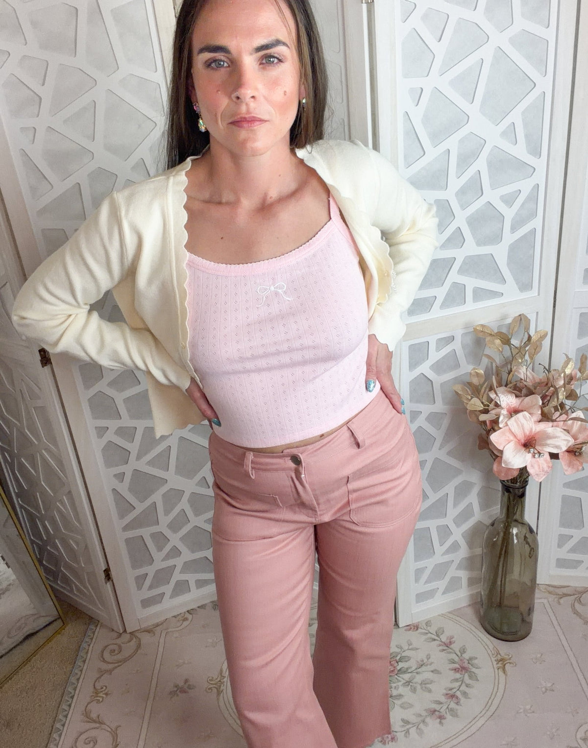 Ultra-Stretch Mauve Cropped Flare Denim Jeans - Bella Blossom Boutique