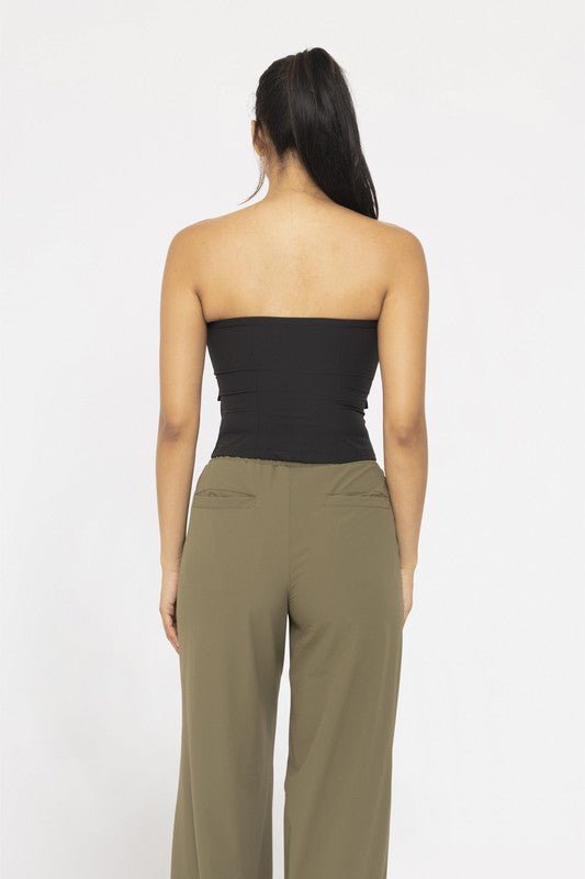 Utility Babe Ripstop Cargo Tube Top – Edgy Zip - Front Streetwear - Bella Blossom Boutique