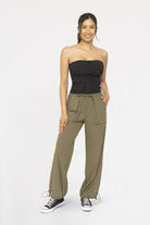 Utility Babe Ripstop Cargo Tube Top – Edgy Zip - Front Streetwear - Bella Blossom Boutique