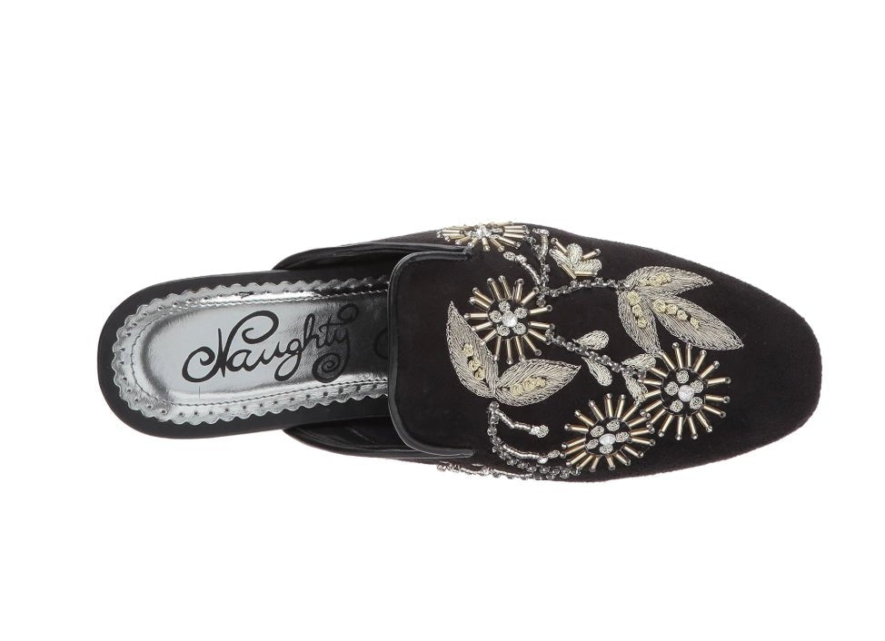 Velvet Bloom Embroidered Floral Slip - On Mules - Bella Blossom Boutique