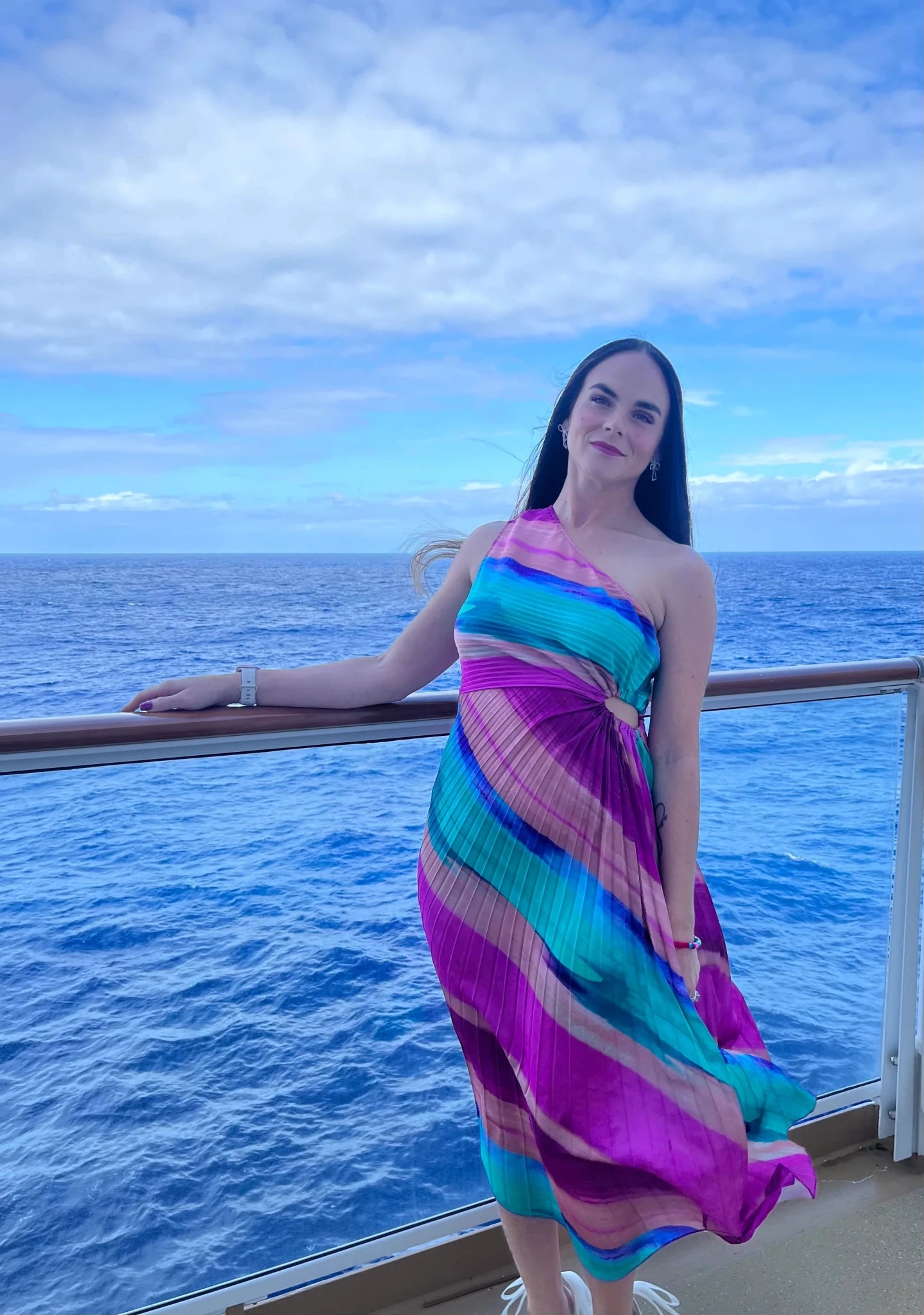 Vibrant Italian Pleated One - Shoulder Maxi Dress - Bella Blossom Boutique