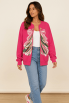 Vibrant Pink Christmas Tree Graphic Cardigan - Bella Blossom Boutique