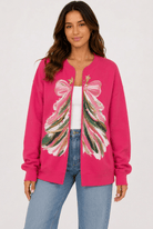 Vibrant Pink Christmas Tree Graphic Cardigan - Bella Blossom Boutique