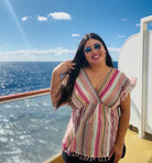 Vibrant Plus Size Striped Crinkle Boho Tassel Top - Bella Blossom Boutique
