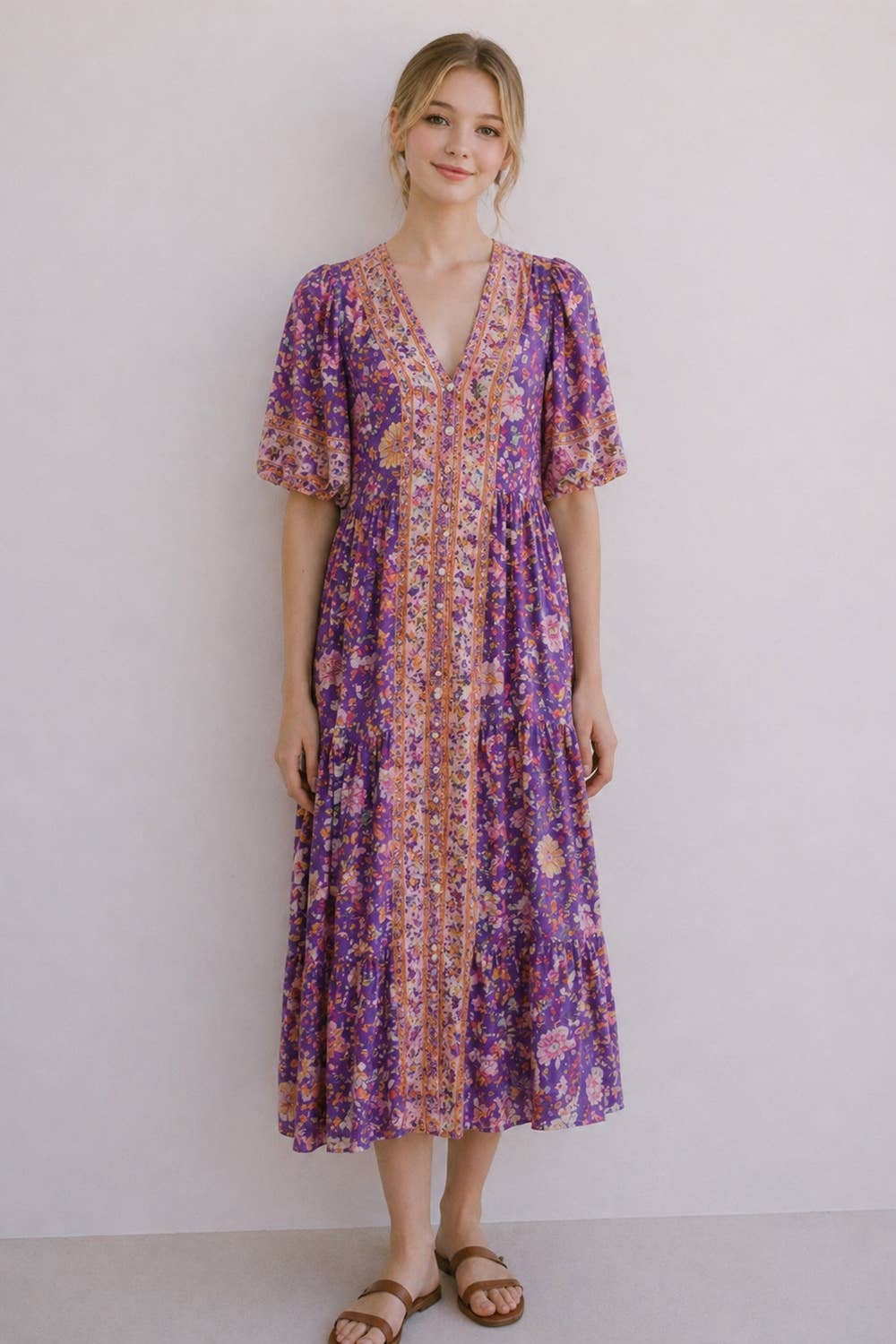 Vintage Boho Floral Midi Dress - Bella Blossom Boutique