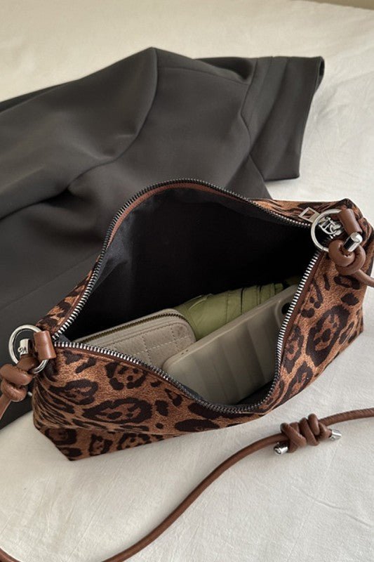 Vintage Leopard Faux Suede Shoulder Bag – Chic Animal Print Hobo Bag - Bella Blossom Boutique
