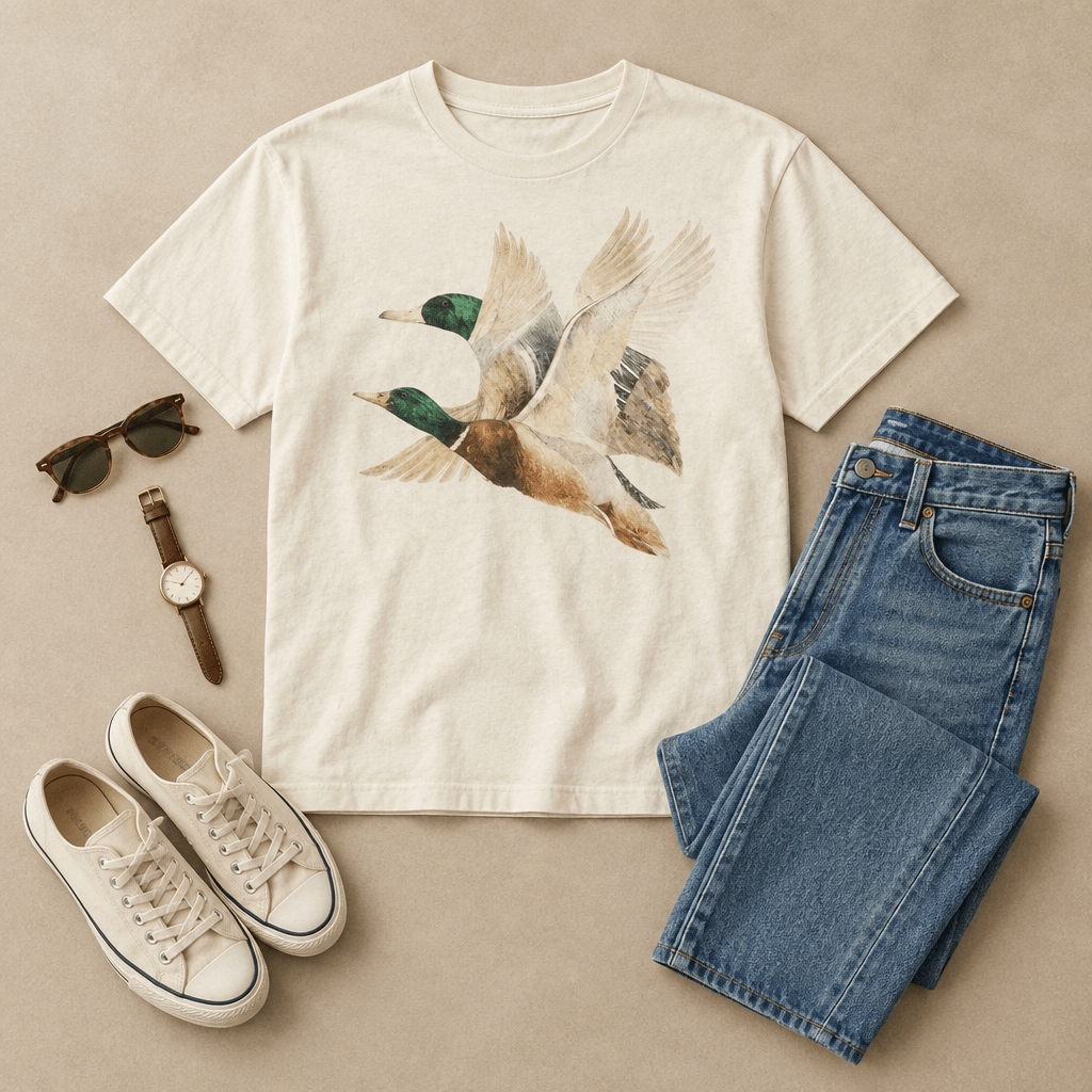 Vintage Mallard Flight Graphic Tee – Ultra-Soft Relaxed Fit - Bella Blossom Boutique