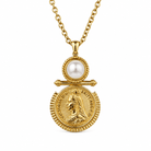 Vintage Queen Victoria Pearl Coin Necklace | Water - Resistant Gold Jewelry - Bella Blossom Boutique