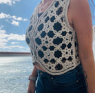 Vintage Rhinestone Crochet Vest – Boho Chic Embellished Layering Top - Bella Blossom Boutique