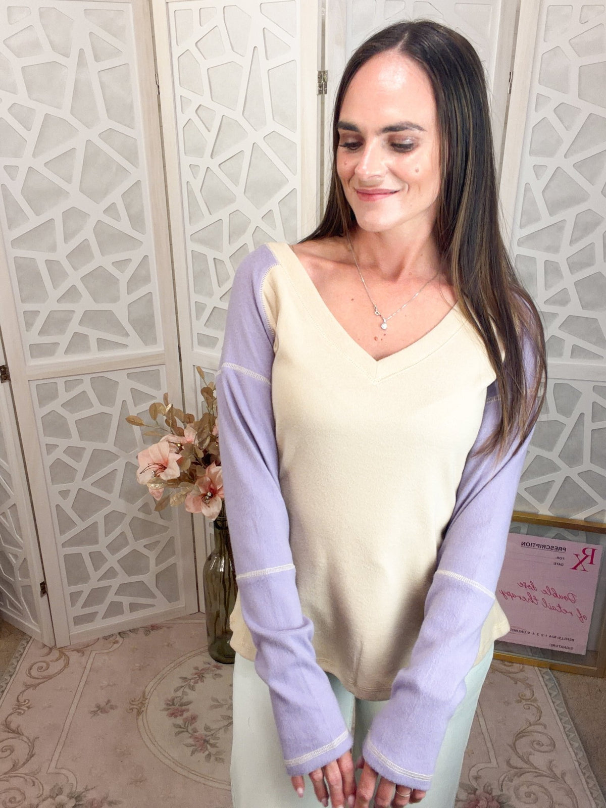 Vivid V-Neck Colorblock Knit Top | Chic Contrast Sleeve Sweater - Bella Blossom Boutique