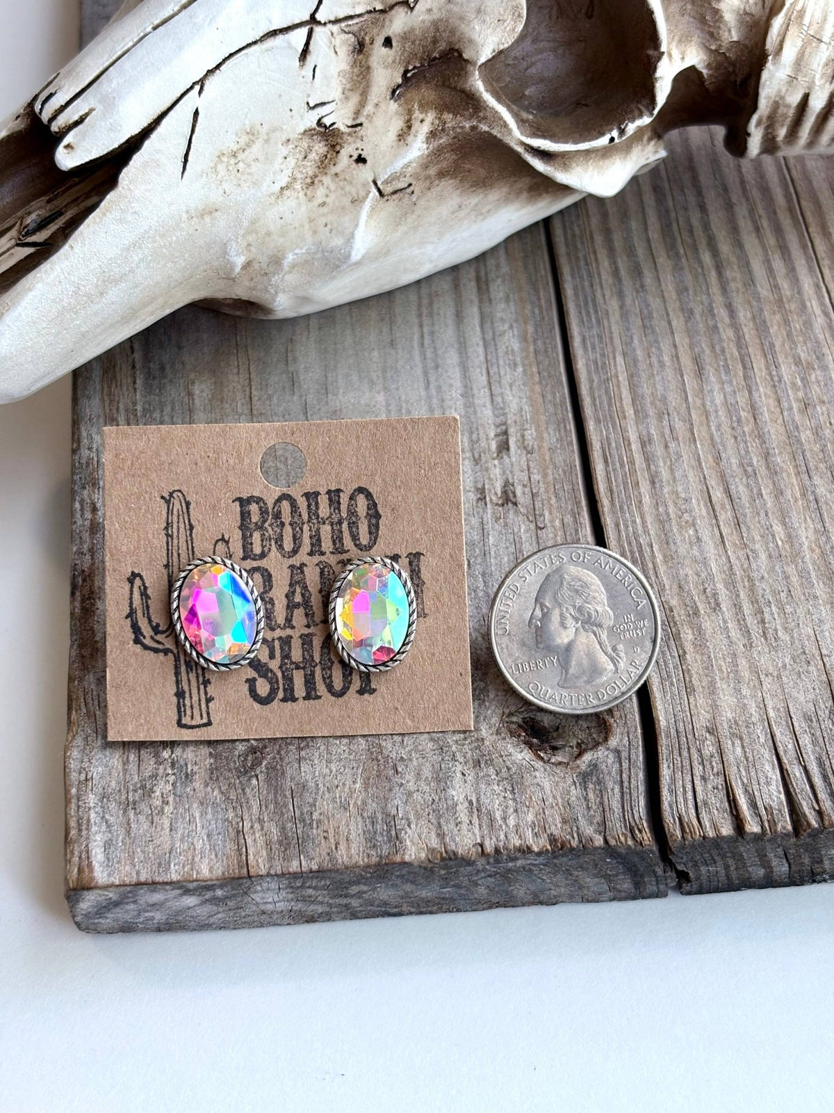 Western Bling Glass Stone Stud Earrings - Bella Blossom Boutique