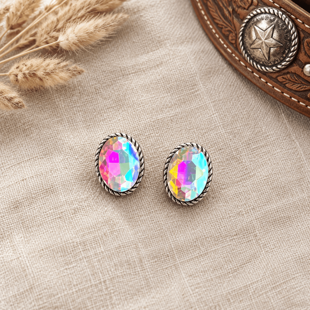 Western Bling Glass Stone Stud Earrings - Bella Blossom Boutique