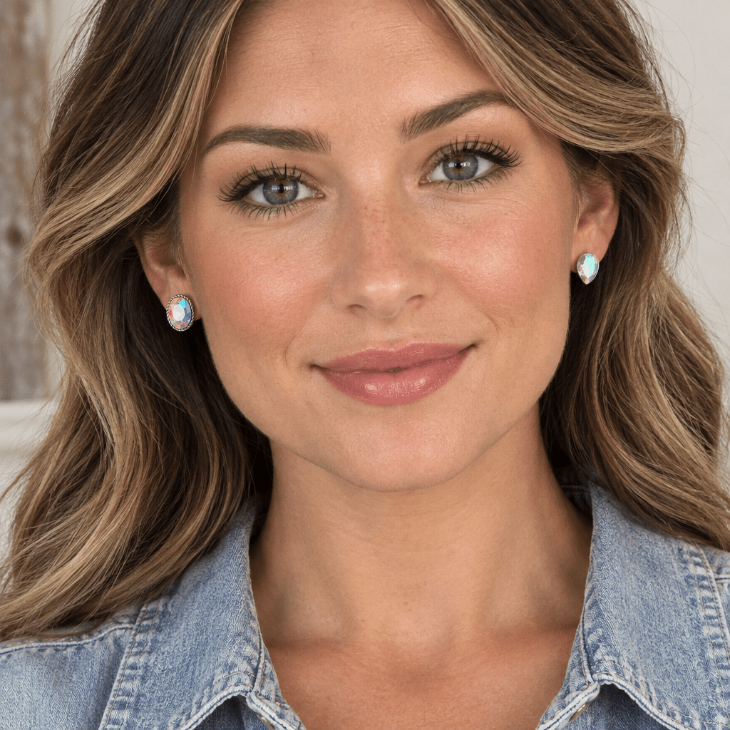 Western Bling Glass Stone Stud Earrings - Bella Blossom Boutique