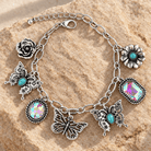 Western Charm Bracelet-Turquoise & Rhinestone - Bella Blossom Boutique