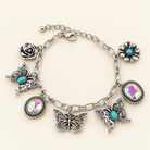 Western Charm Bracelet-Turquoise & Rhinestone - Bella Blossom Boutique