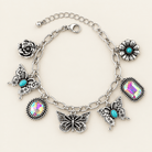 Western Charm Bracelet-Turquoise & Rhinestone - Bella Blossom Boutique