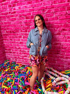 Whimsical Ruffle Quilted Denim Tie - Front Jacket - Bella Blossom Boutique
