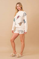 Wild & Cozy: Multi Tiger Sequin Plush Lounge Set - Bella Blossom Boutique