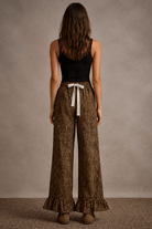 Wild Heart Leopard Ruffle Hem Wide-Leg Pants - Bella Blossom Boutique