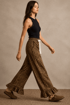 Wild Heart Leopard Ruffle Hem Wide-Leg Pants - Bella Blossom Boutique