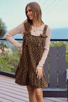 Wild Side Leopard Accent Denim Mini Dress - Bella Blossom Boutique