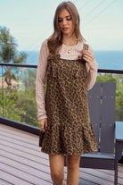 Wild Side Leopard Accent Denim Mini Dress - Bella Blossom Boutique