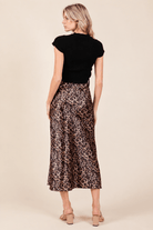 Wild Side Leopard Print 2-Piece Satin Midi & Ribbed Knit Set - Bella Blossom Boutique