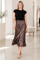 Wild Side Leopard Print 2-Piece Satin Midi & Ribbed Knit Set - Bella Blossom Boutique
